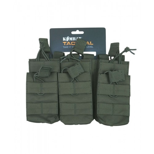 Triple Duo Mag Pouch (OD), Manufactured by Kombat UK, the Triple Duo Mag is a double-layered, triple magazine pouch
